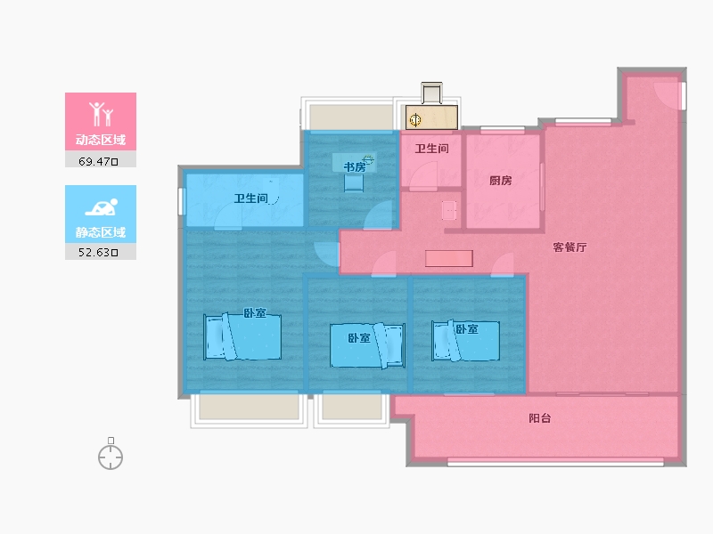 江苏省-南京市-江畔都会上城2幢,5幢140㎡户型-112.00-户型库-动静分区