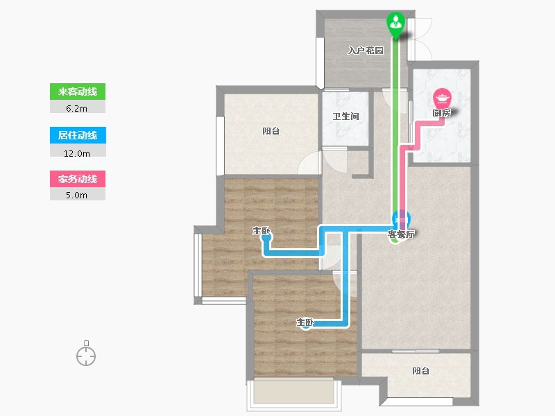 湖南省-长沙市-明发国际城2-9号楼建面90㎡-75.35-户型库-动静线