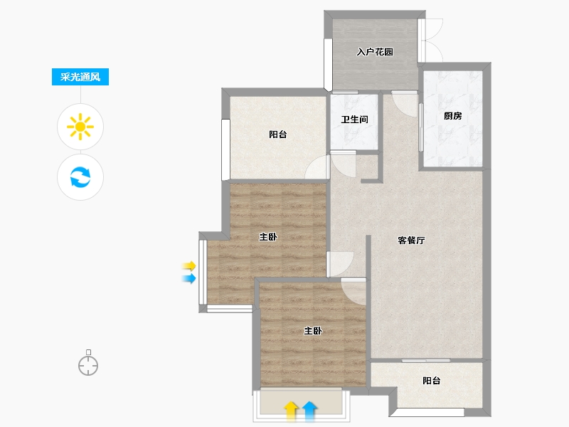 湖南省-长沙市-明发国际城2-9号楼建面90㎡-75.35-户型库-采光通风