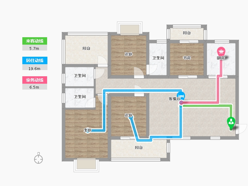 湖南省-长沙市-南璟滨江书苑139㎡-110.51-户型库-动静线