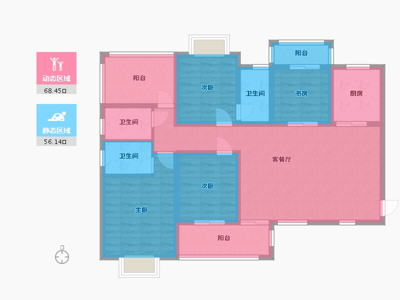 湖南省-长沙市-南璟滨江书苑139㎡-110.51-户型库-动静分区