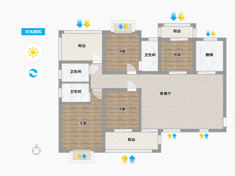 湖南省-长沙市-南璟滨江书苑139㎡-110.51-户型库-采光通风