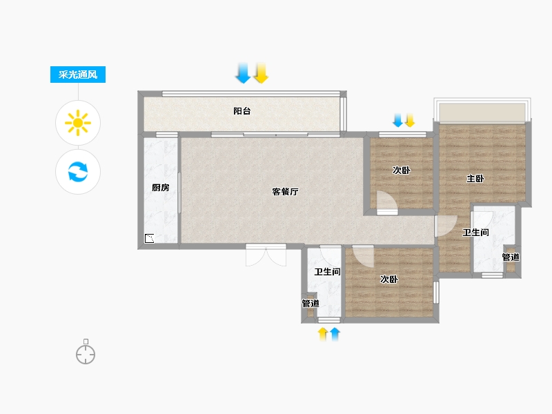 四川省-成都市-奥园云璟16号楼,17号楼,15栋122m²-97.60-户型库-采光通风