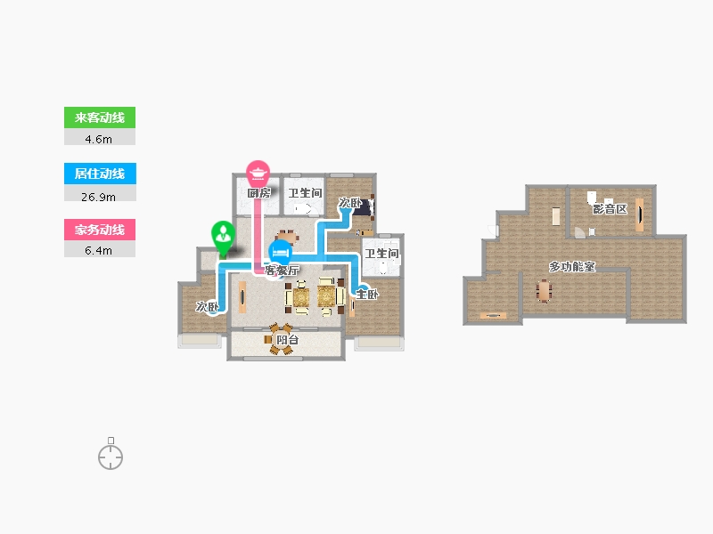 江苏省-南京市-江山大境B-01幢E1a户型321m²-256.99-户型库-动静线