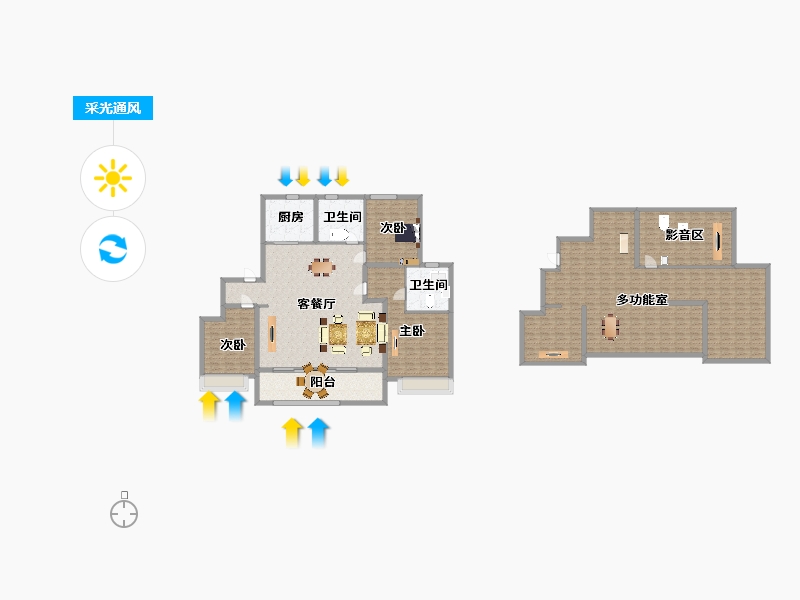 江苏省-南京市-江山大境B-01幢E1a户型321m²-256.99-户型库-采光通风