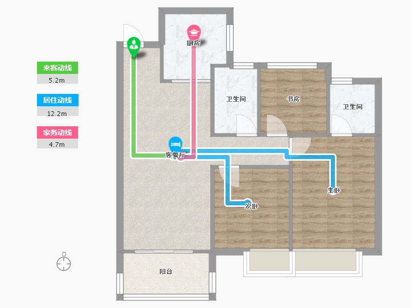 湖南省-长沙市-华润桃源里28号楼,33号楼,35号楼,38,41,42号楼建面102㎡-74.15-户型库-动静线