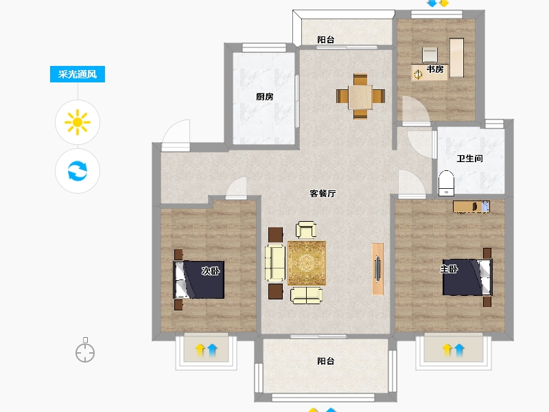 江苏省-南京市-中建熙元府48幢,49幢98㎡-78.00-户型库-采光通风