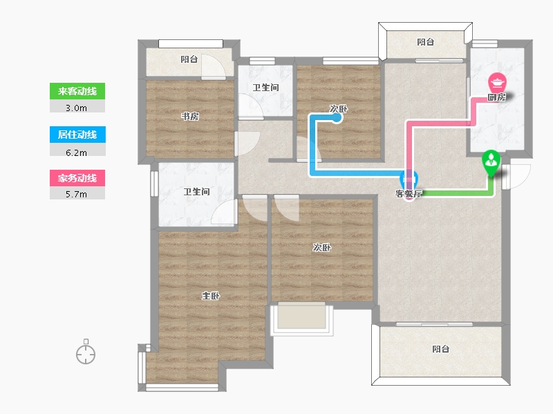 湖南省-长沙市-华润桃源里28号楼,33号楼,35,38,41,42号楼建面132㎡-101.38-户型库-动静线