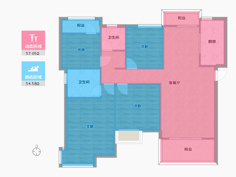 湖南省-长沙市-华润桃源里28号楼,33号楼,35,38,41,42号楼建面132㎡-101.38-户型库-动静分区