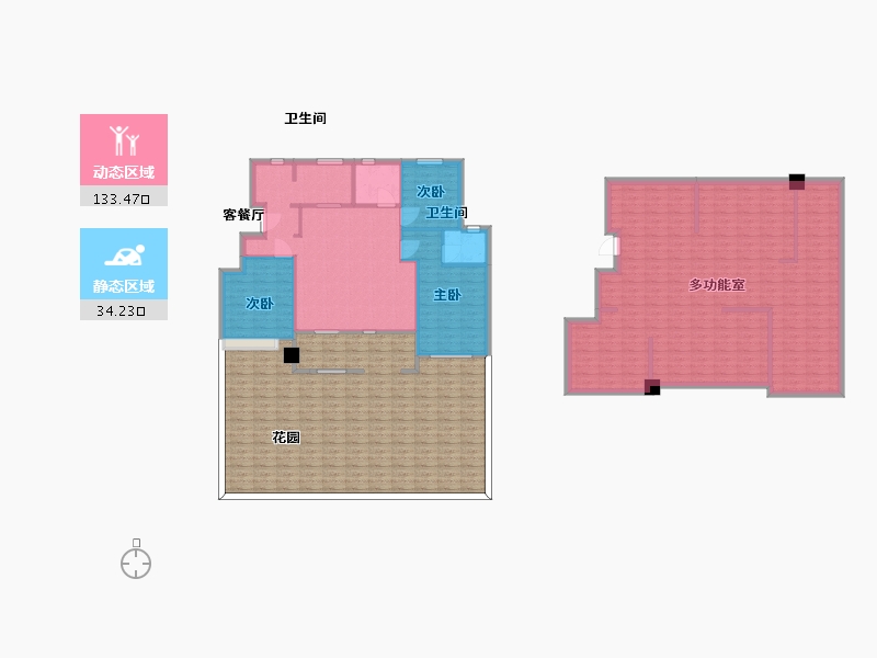 江苏省-南京市-江山大境B-07幢E1户型280m²-224.26-户型库-动静分区