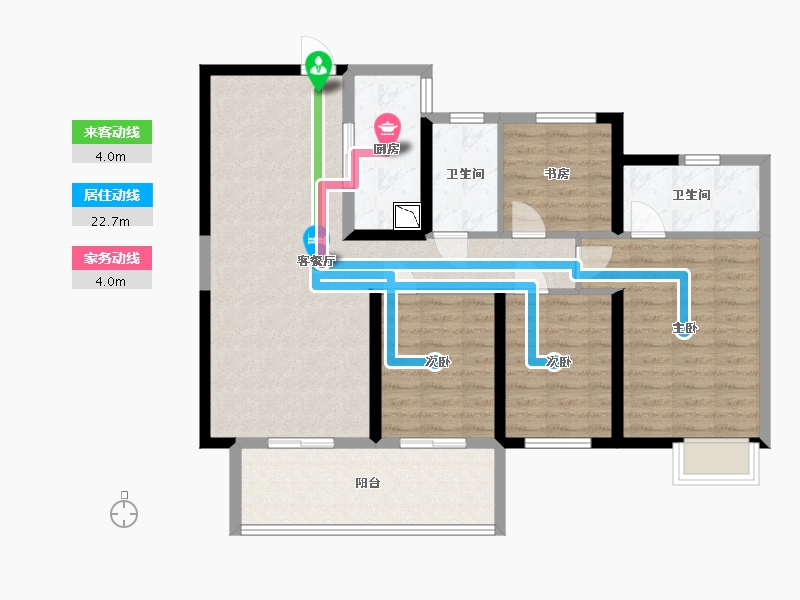 湖南省-长沙市-嘉宇北部湾B区6栋建面131㎡-98.94-户型库-动静线