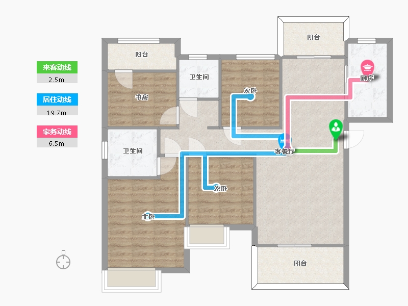 湖南省-长沙市-华润桃源里建面133㎡-99.48-户型库-动静线