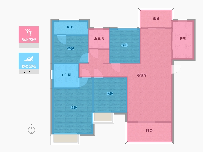 湖南省-长沙市-华润桃源里建面133㎡-99.48-户型库-动静分区