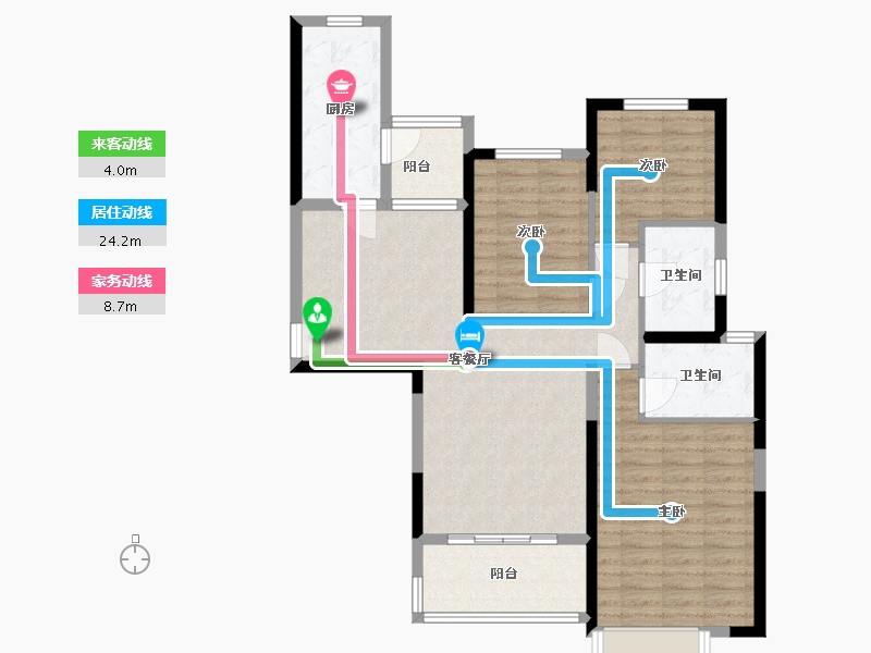 湖南省-长沙市-恒大揽湖苑户型22栋建面133㎡-98.78-户型库-动静线