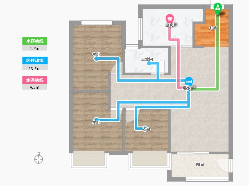 河南省-郑州市-金辉滨河云著18号楼,19号楼96m²-69.46-户型库-动静线