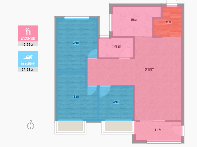 河南省-郑州市-金辉滨河云著18号楼,19号楼96m²-69.46-户型库-动静分区