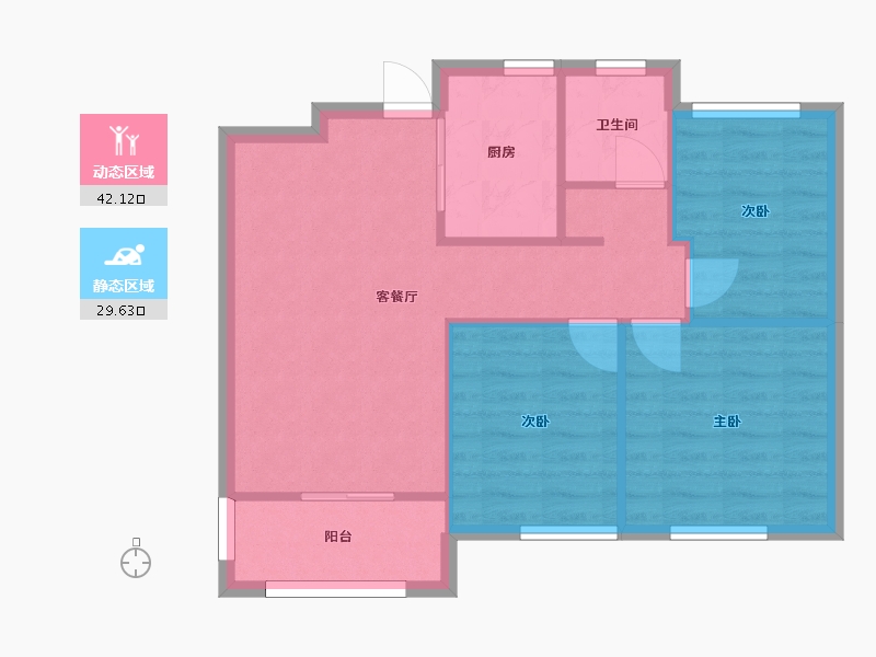 湖南省-长沙市-绿地香树花城26号楼建面89㎡-65.01-户型库-动静分区