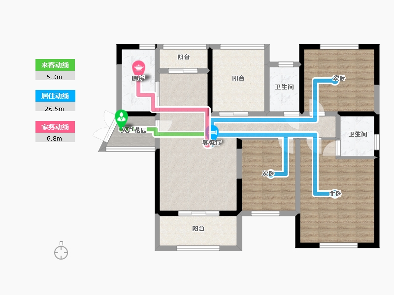 湖南省-长沙市-明发国际城建面131㎡-106.23-户型库-动静线