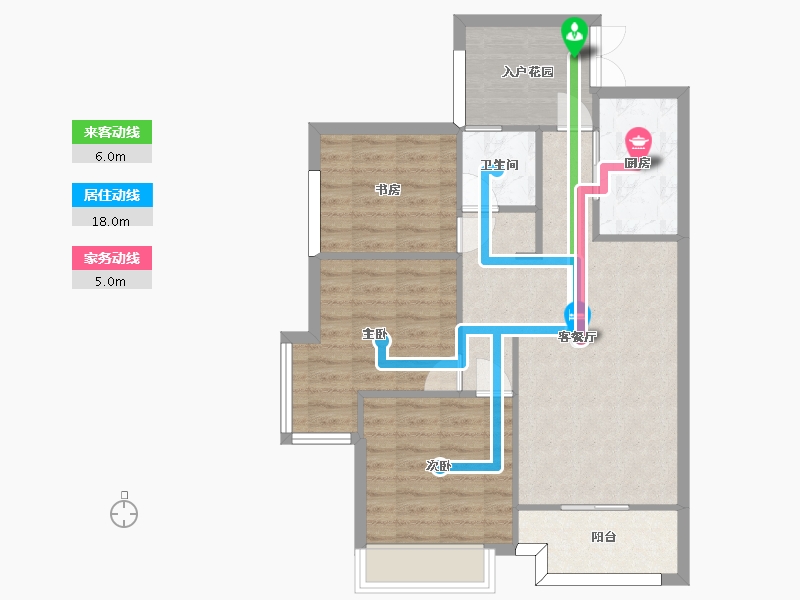 湖南省-长沙市-明发国际城建面90㎡-76.19-户型库-动静线