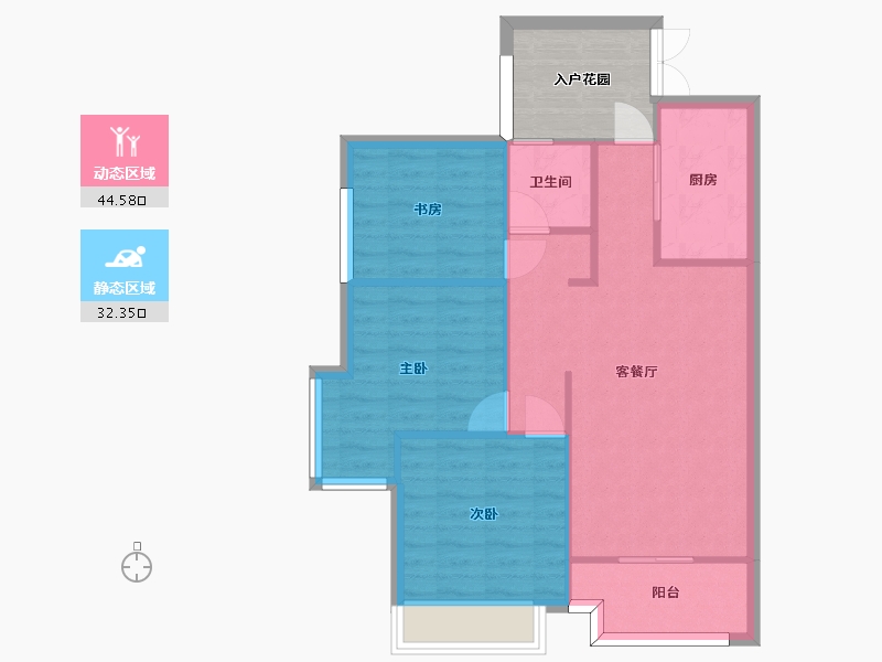 湖南省-长沙市-明发国际城建面90㎡-76.19-户型库-动静分区