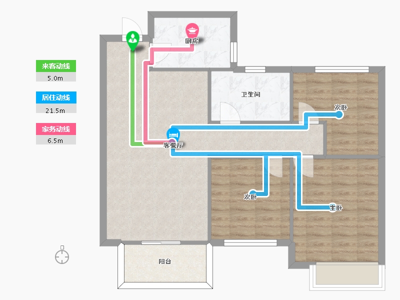 湖南省-长沙市-绿城高尔夫小镇1栋建面97㎡-77.60-户型库-动静线