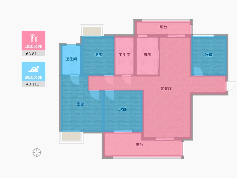 湖南省-长沙市-嘉宇北部湾B区7栋建面139㎡-104.02-户型库-动静分区