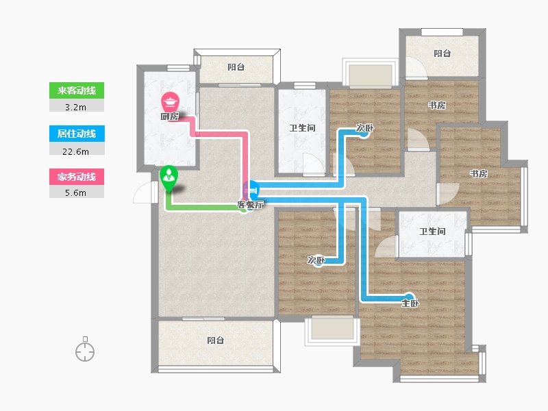 湖南省-长沙市-华润桃源里建面144㎡-115.86-户型库-动静线