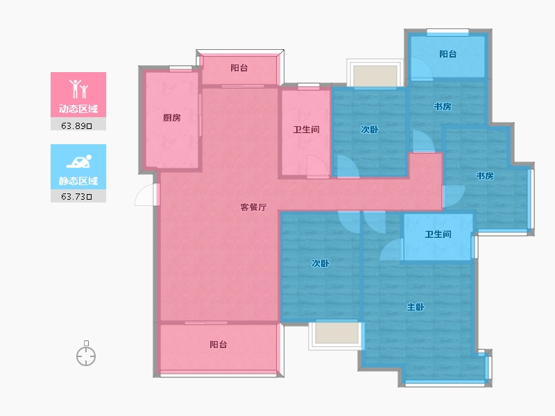 湖南省-长沙市-华润桃源里建面144㎡-115.86-户型库-动静分区