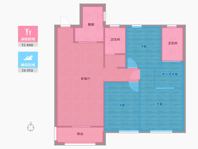 湖南省-长沙市-绿地香树花城23号楼,24号楼,25号楼,26号楼,32号楼建面112㎡-83.56-户型库-动静分区