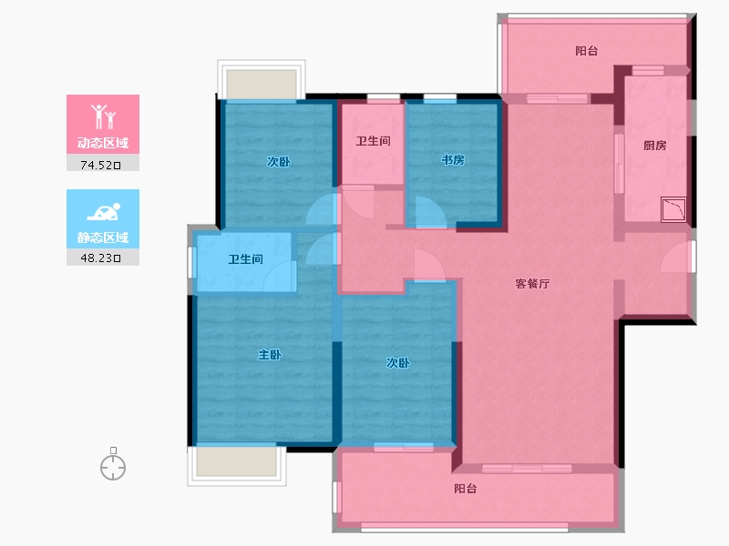 湖南省-长沙市-嘉宇北部湾B区6栋建面141㎡-108.65-户型库-动静分区