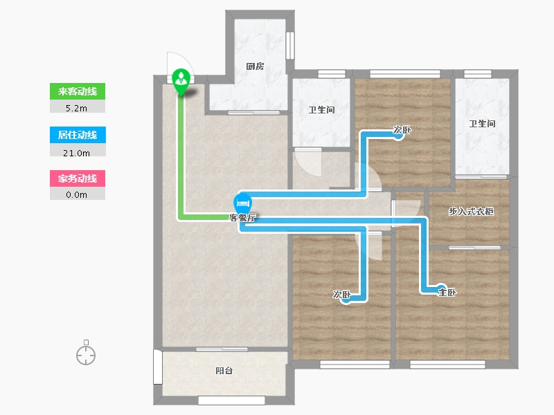 湖南省-长沙市-绿地香树花城建面111㎡-84.32-户型库-动静线