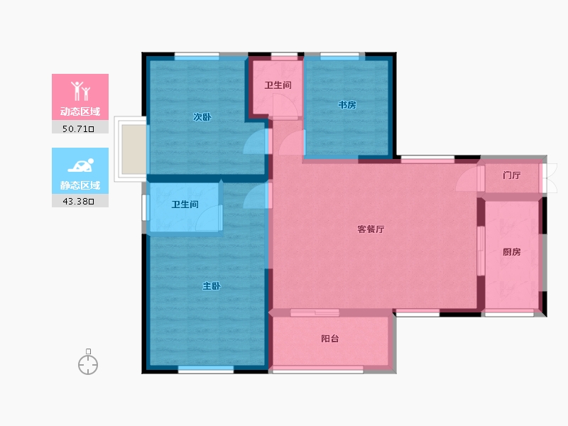 湖南省-长沙市-明发国际城建面108㎡-83.65-户型库-动静分区