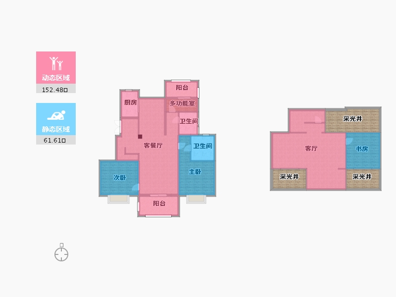 江苏省-南京市-印悦府印悦府13幢,20幢A1‘户型160m²-226.98-户型库-动静分区