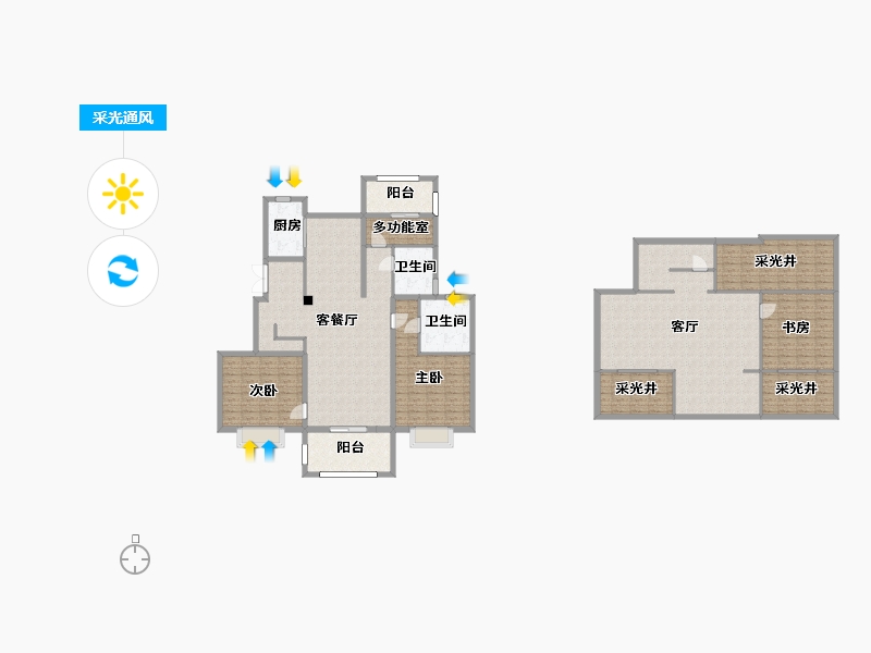 江苏省-南京市-印悦府印悦府13幢,20幢A1‘户型160m²-226.98-户型库-采光通风