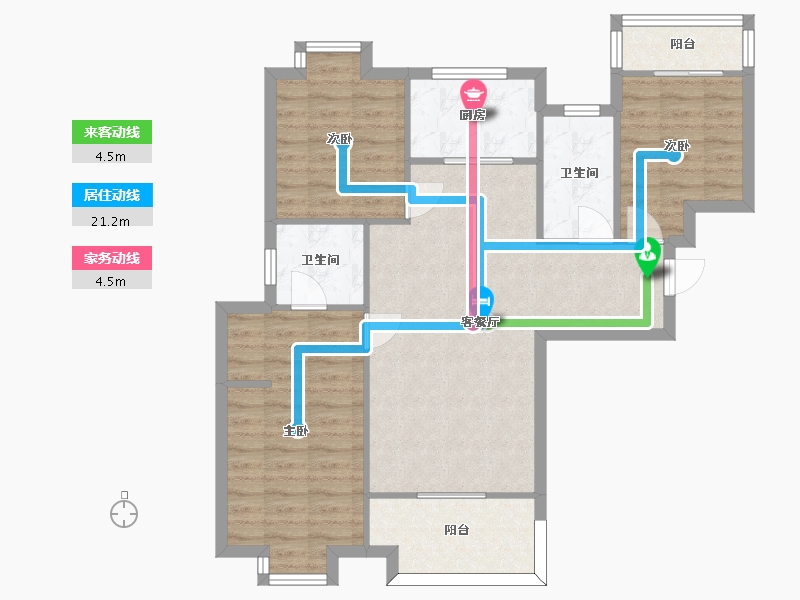 湖南省-长沙市-美的翰城1栋,1栋,2栋,3栋,5栋,5栋建面112㎡-85.94-户型库-动静线