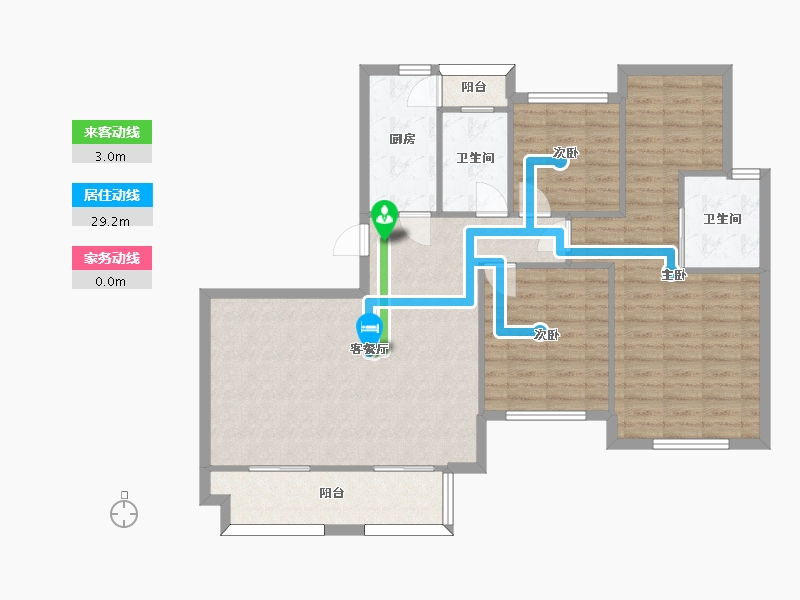 湖南省-长沙市-绿地香树花城23号楼,24号楼,25号楼建面135㎡-103.61-户型库-动静线