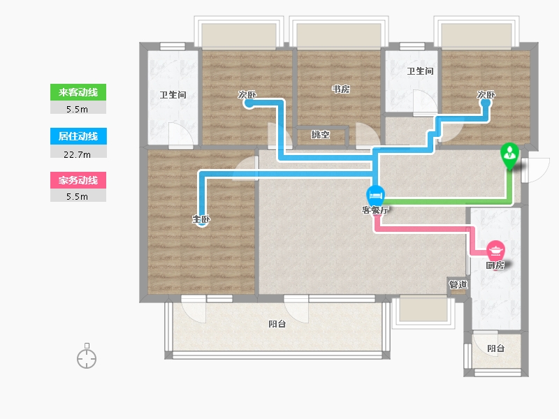 四川省-成都市-朗诗上林熙华府137m²-103.77-户型库-动静线