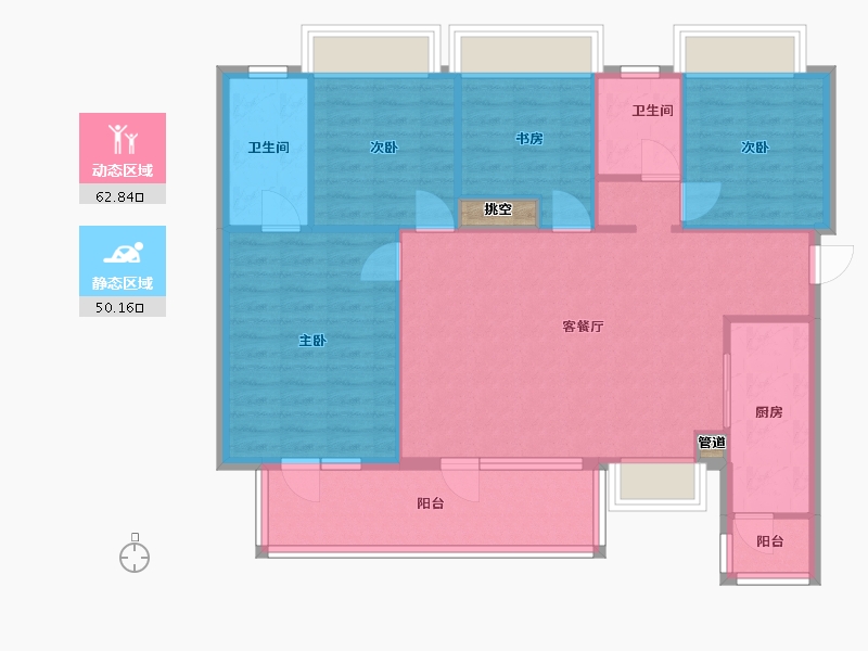 四川省-成都市-朗诗上林熙华府137m²-103.77-户型库-动静分区