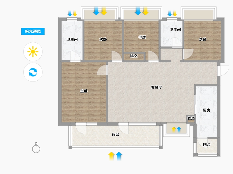 四川省-成都市-朗诗上林熙华府137m²-103.77-户型库-采光通风