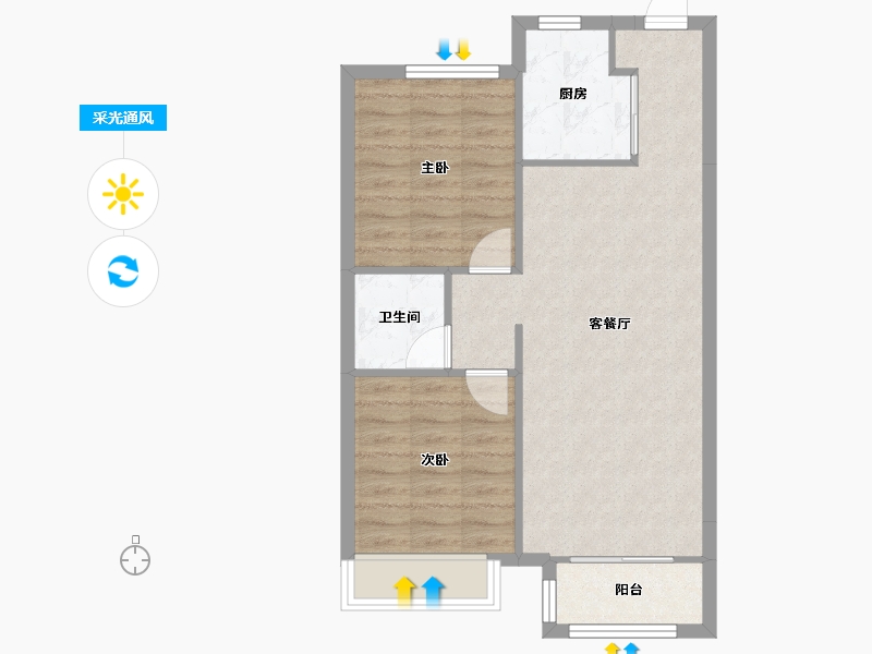 天津-天津市-融创御河宸院7号楼,融创御河宸院8号楼,融创御河宸院3号楼,融创御河宸院4-63.49-户型库-采光通风