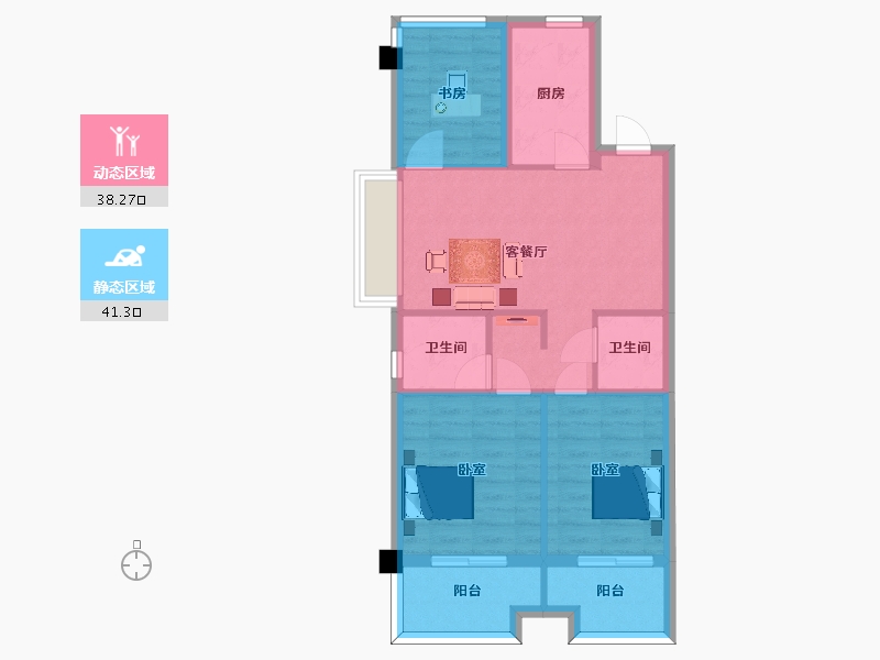 江苏省-南京市-保利观棠和府B户型89m²-71.20-户型库-动静分区