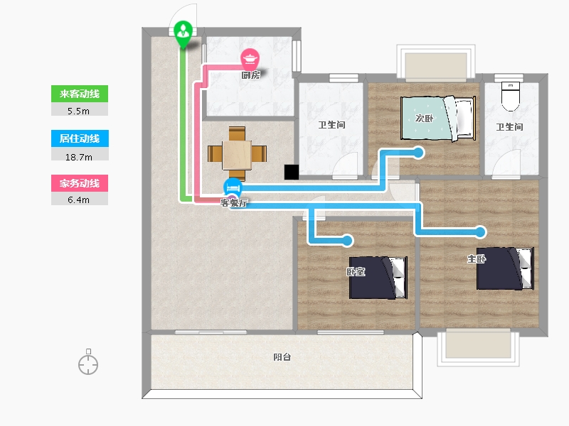 江苏省-南京市-西江瑞府怡然韶光6号楼，114㎡-90.99-户型库-动静线