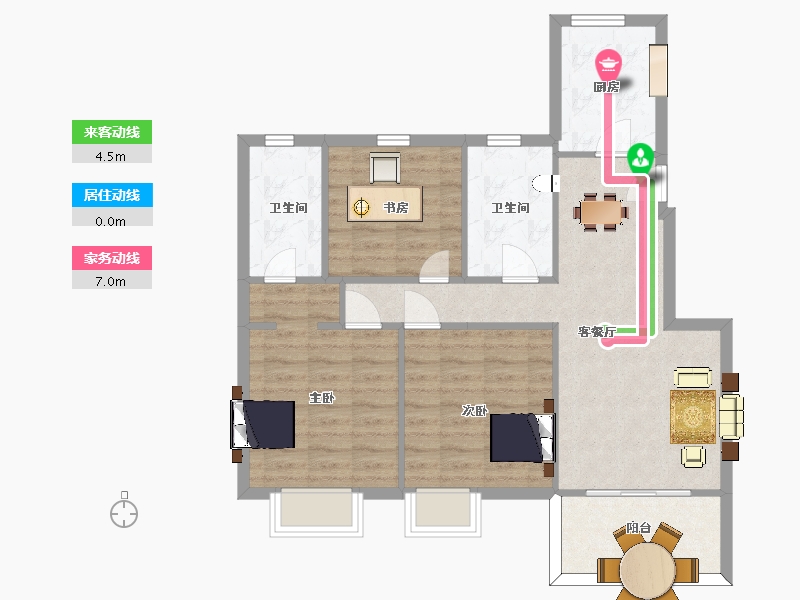 江苏省-南京市-大华锦绣时代大华锦绣时代C户型102m²-81.00-户型库-动静线