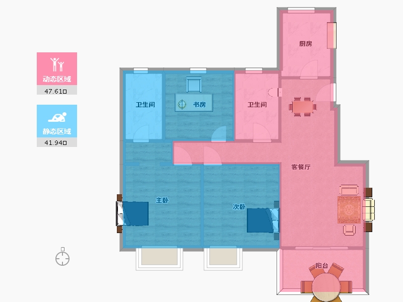 江苏省-南京市-大华锦绣时代大华锦绣时代C户型102m²-81.00-户型库-动静分区