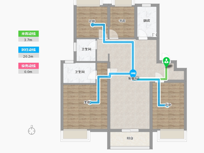 江苏省-南京市-栖樾府C户型116㎡-92.90-户型库-动静线