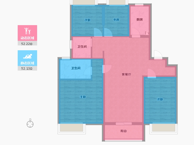 江苏省-南京市-栖樾府C户型116㎡-92.90-户型库-动静分区