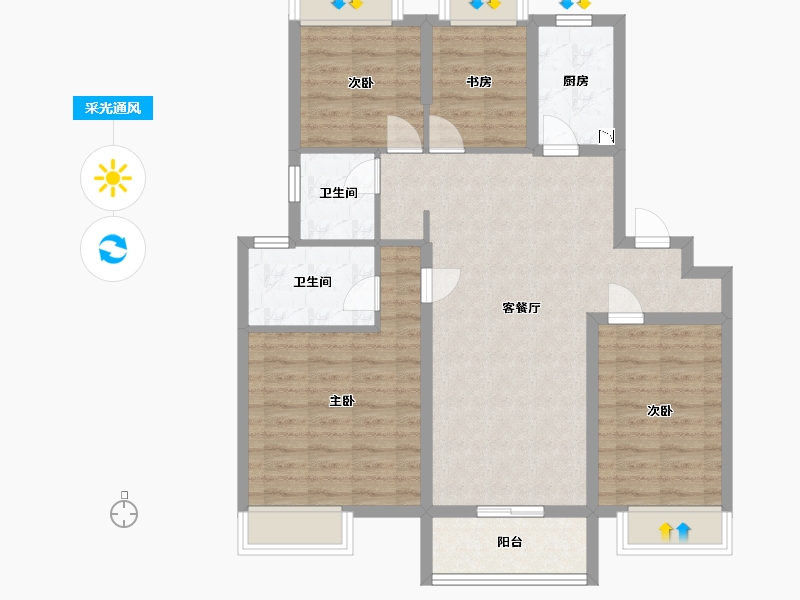 江苏省-南京市-栖樾府C户型116㎡-92.90-户型库-采光通风