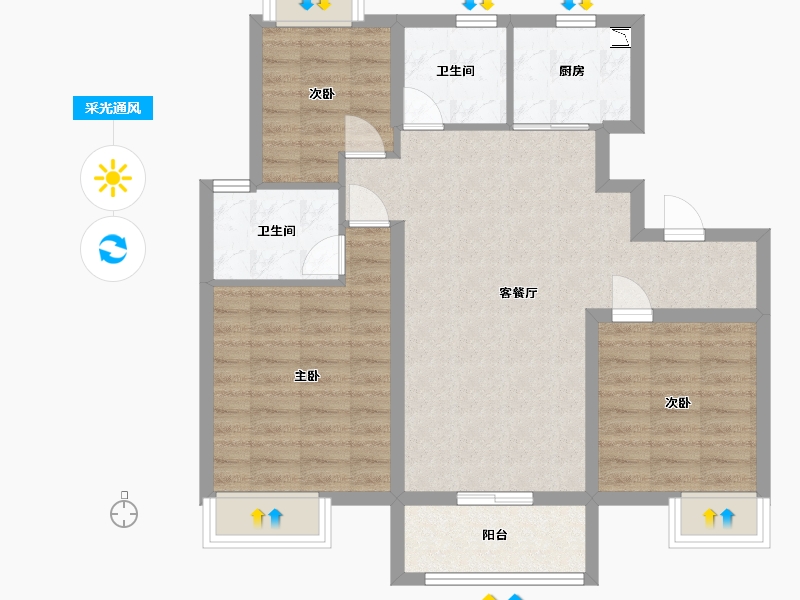 江苏省-南京市-栖樾府B户型104㎡-82.84-户型库-采光通风