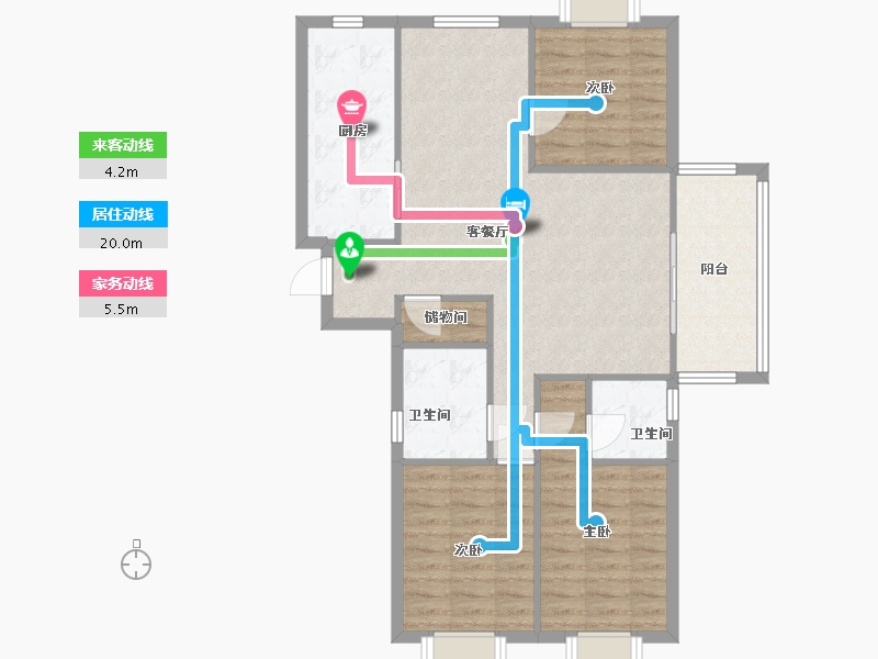 江苏省-南京市-大华锦绣时代D户型112m²-90.00-户型库-动静线