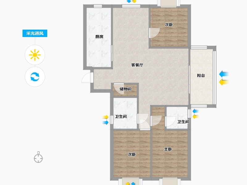 江苏省-南京市-大华锦绣时代D户型112m²-90.00-户型库-采光通风